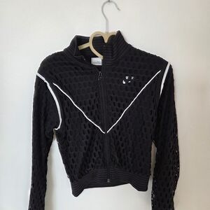 VINTAGE - SIZE SMALL 8Nike Women's Black and White Mesh Bomber Jacket